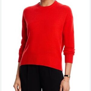 Aqua Vibrant Red Crew Neck Cashmere Sweater